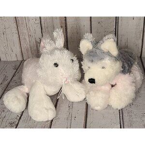8" Ganz Webkinz Lot Husky & Bunny Rabbit Dog Plush Stuffed, Stained, No Code